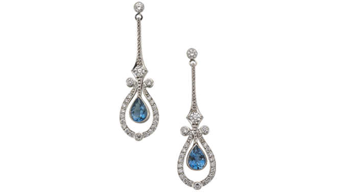 DQ431 | 18ct White Gold. Aquamarine & Diamond set Earrings (A: 1.59cts, D: 1.00ct)