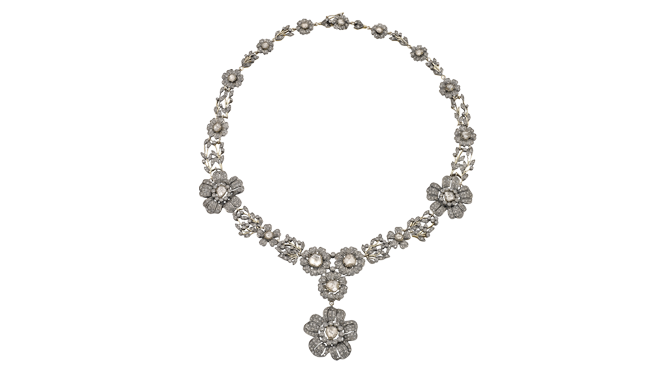 C20th.<br>Silver & Gold.<br>A Brilliant & Table Cut Diamond set Necklace in the Renaissance Style